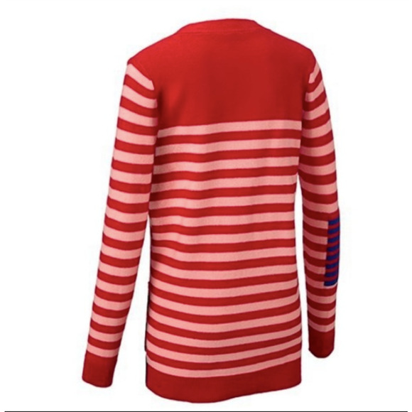 Cabi Picnic Cardigan Red Pink Striped Button Front Size Small Style #5446 Preppy - Picture 3 of 6